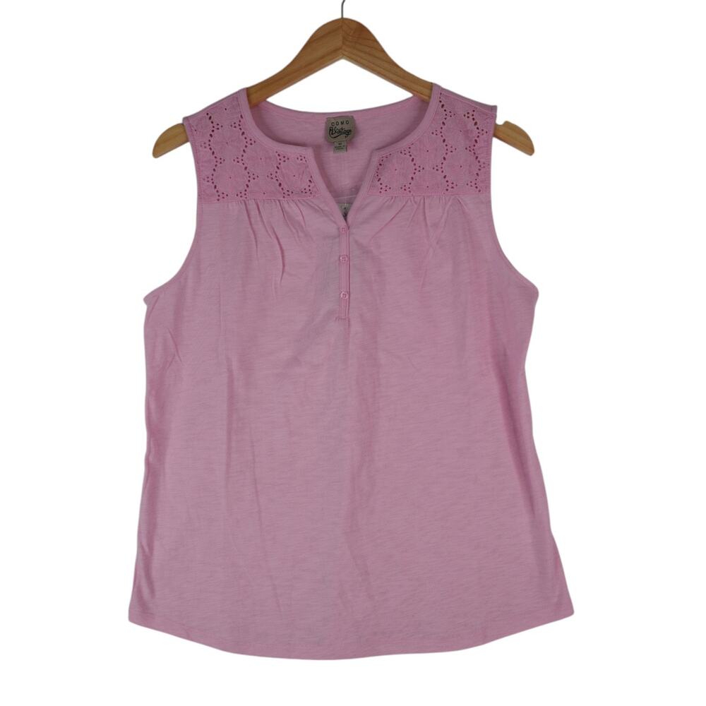 Como Vintage Sleeveless Tank Top V Neck Shirt Womens M Pink New Tractor Supply